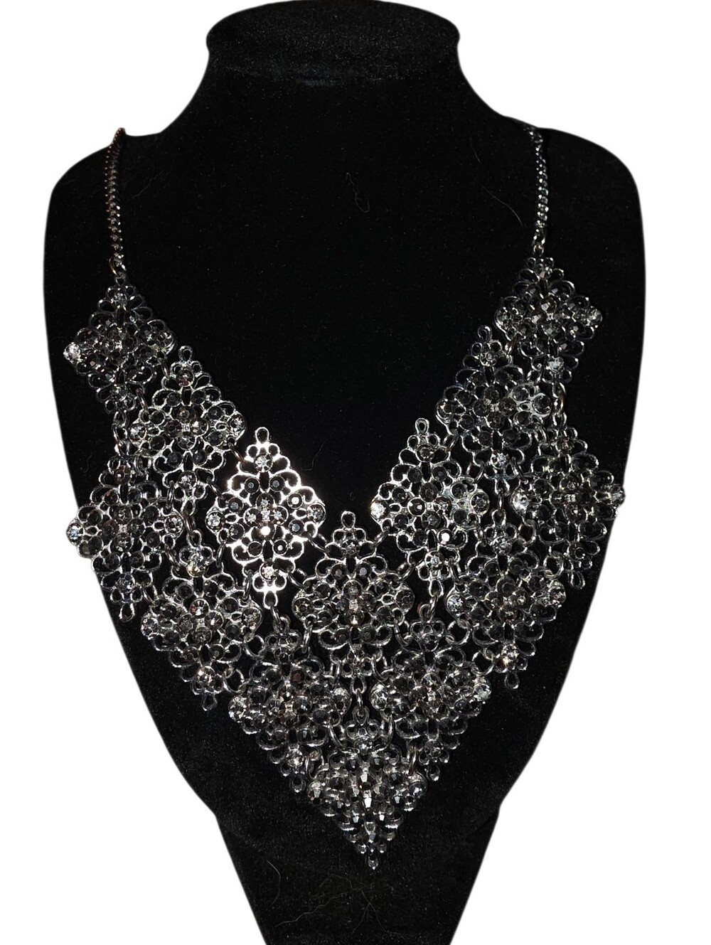 Charming Charlie Marcasite Filigree Bib Necklace